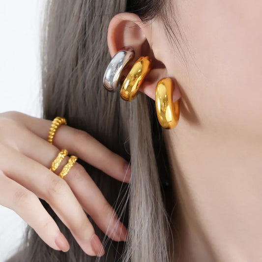 EAR CUFF CHUNKY GOLDEN AND SILVER